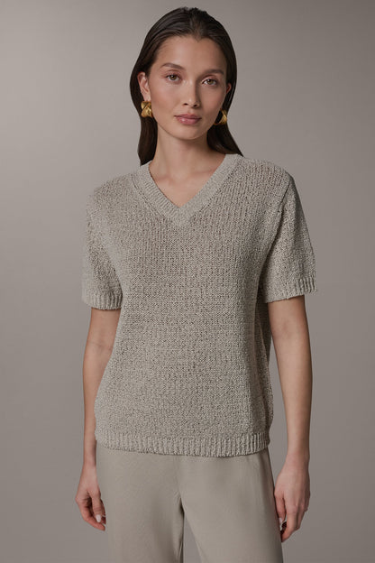 SHORT SLEEVE MÉLANGE EASY SWEATER