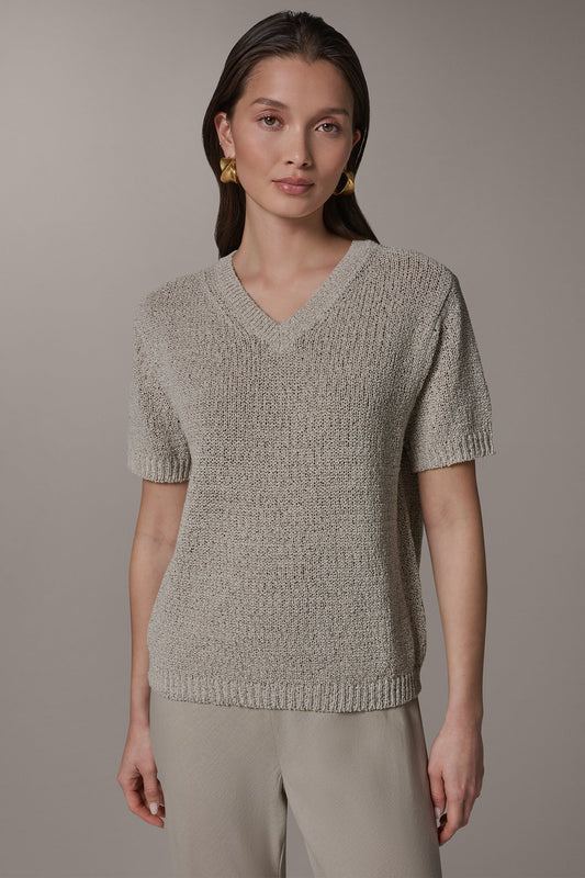SHORT SLEEVE MÉLANGE EASY SWEATER