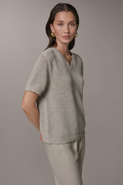 SHORT SLEEVE MÉLANGE EASY SWEATER