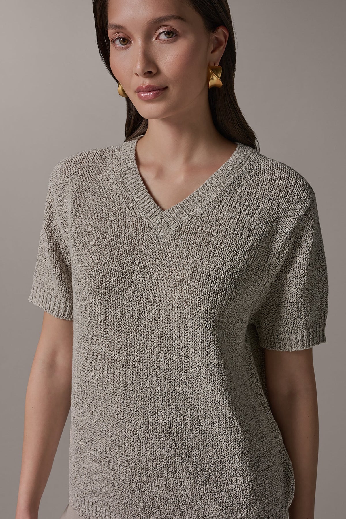 SHORT SLEEVE MÉLANGE EASY SWEATER
