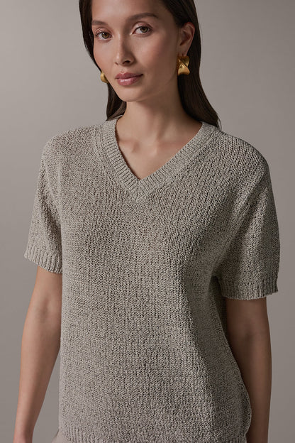 SHORT SLEEVE MÉLANGE EASY SWEATER