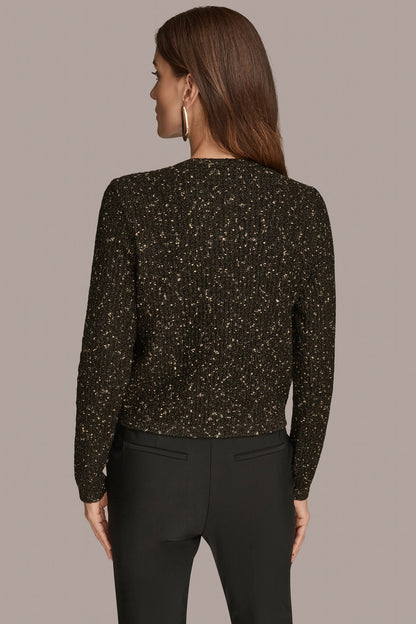 LONG SLEEVE METALLIC SPECKLED CARDIGAN