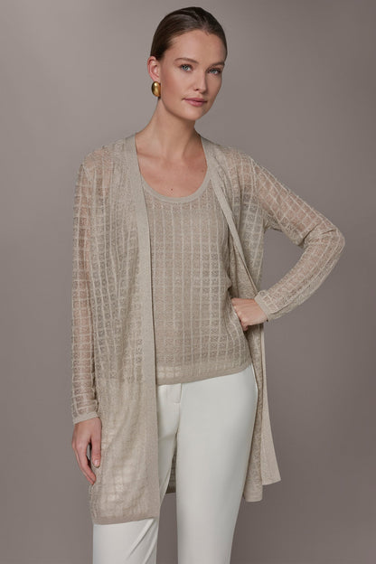 LONG GRID STITCH CARDIGAN