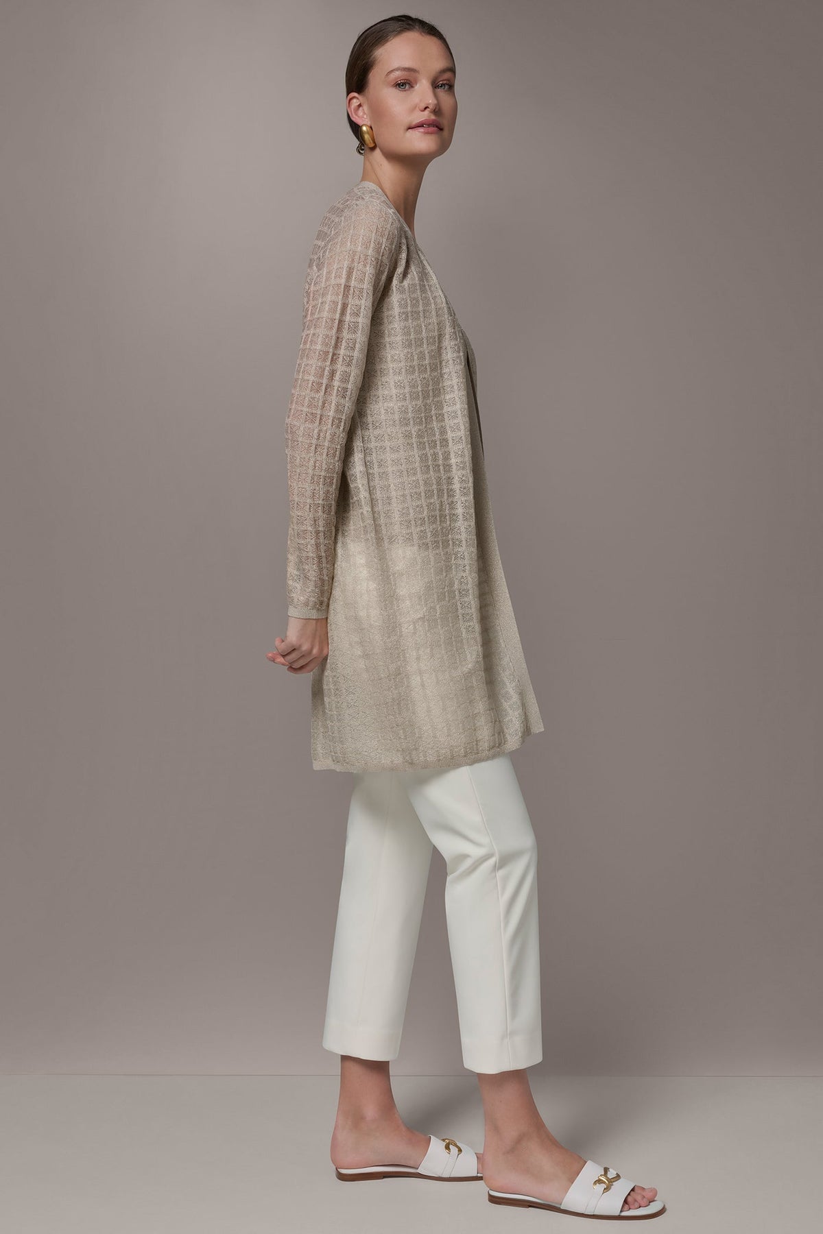 LONG GRID STITCH CARDIGAN