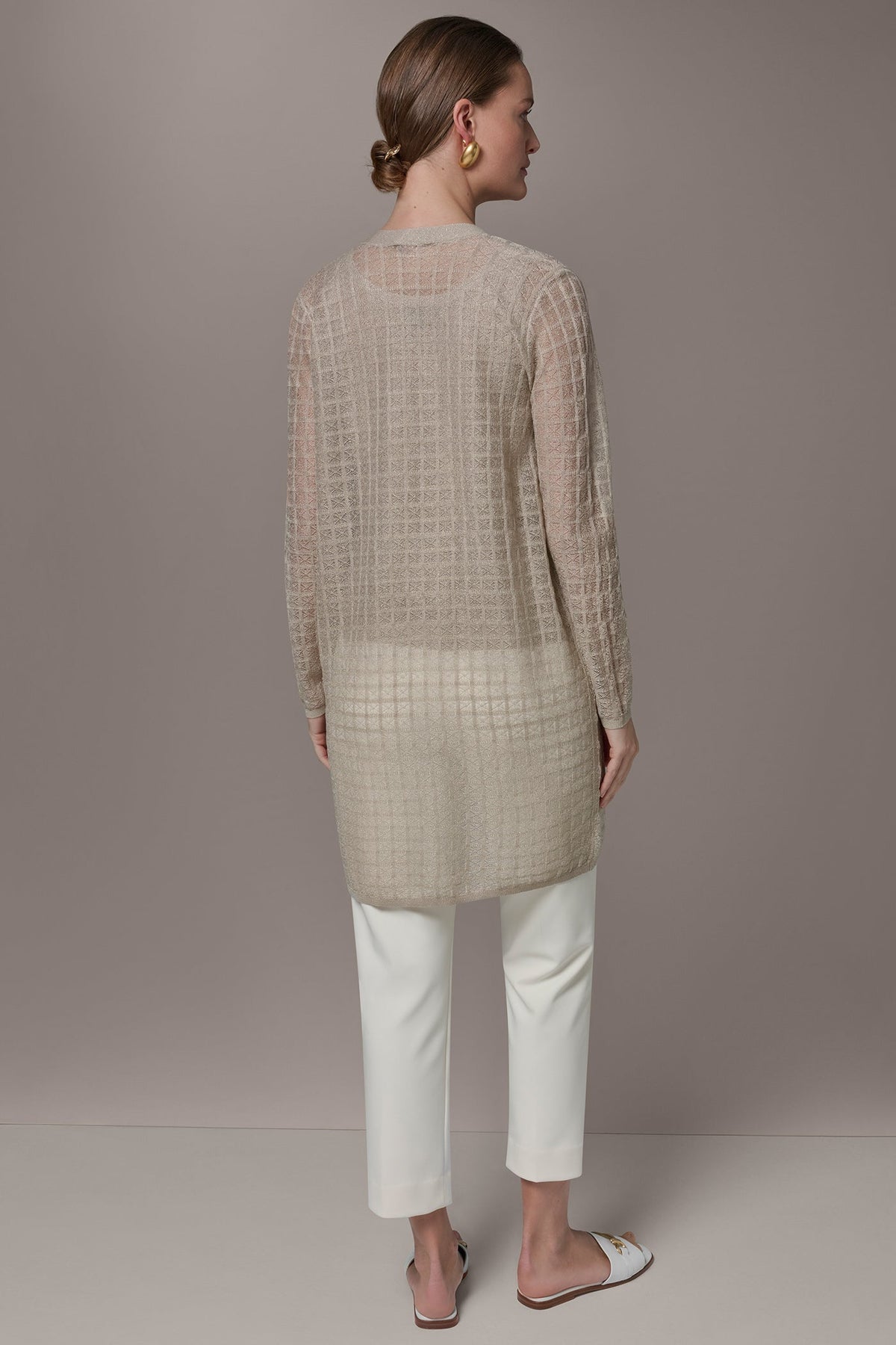 LONG GRID STITCH CARDIGAN