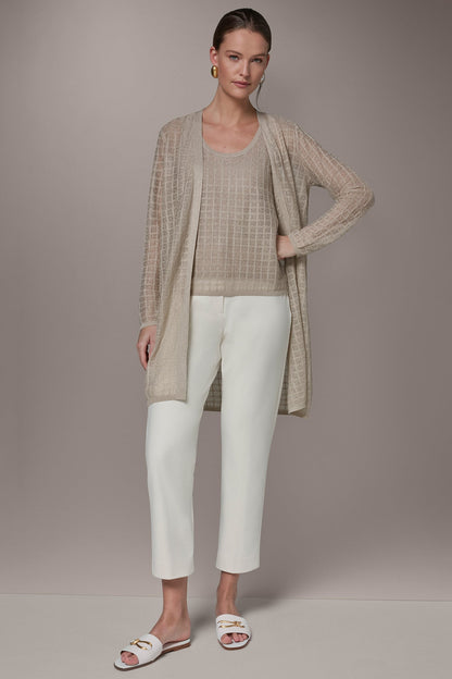 LONG GRID STITCH CARDIGAN