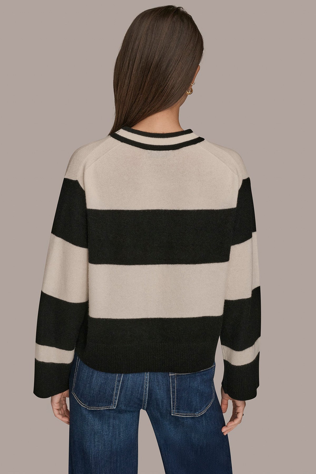 STRIPED CREWNECK BOXY SWEATER