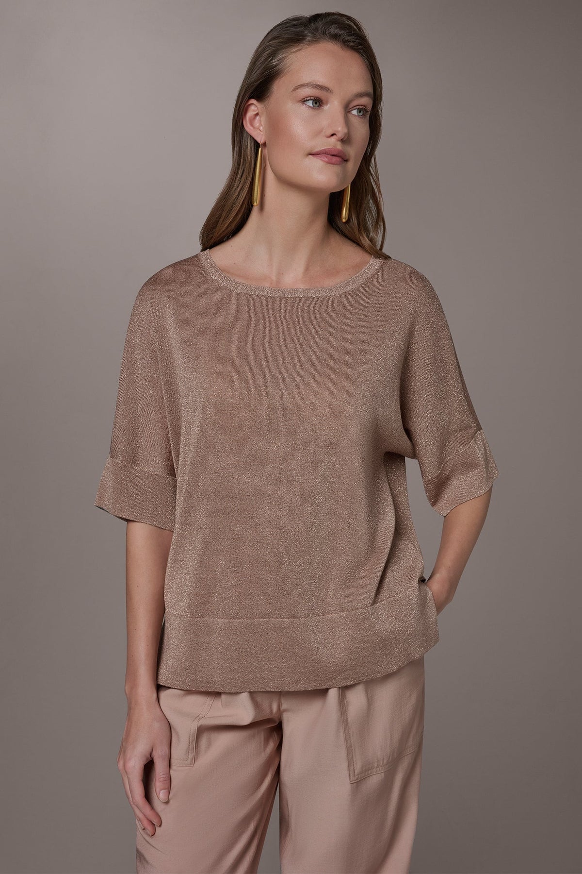 METALLIC WIDE CUFF SWEATER