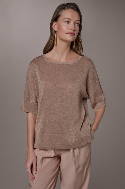 METALLIC WIDE CUFF SWEATER