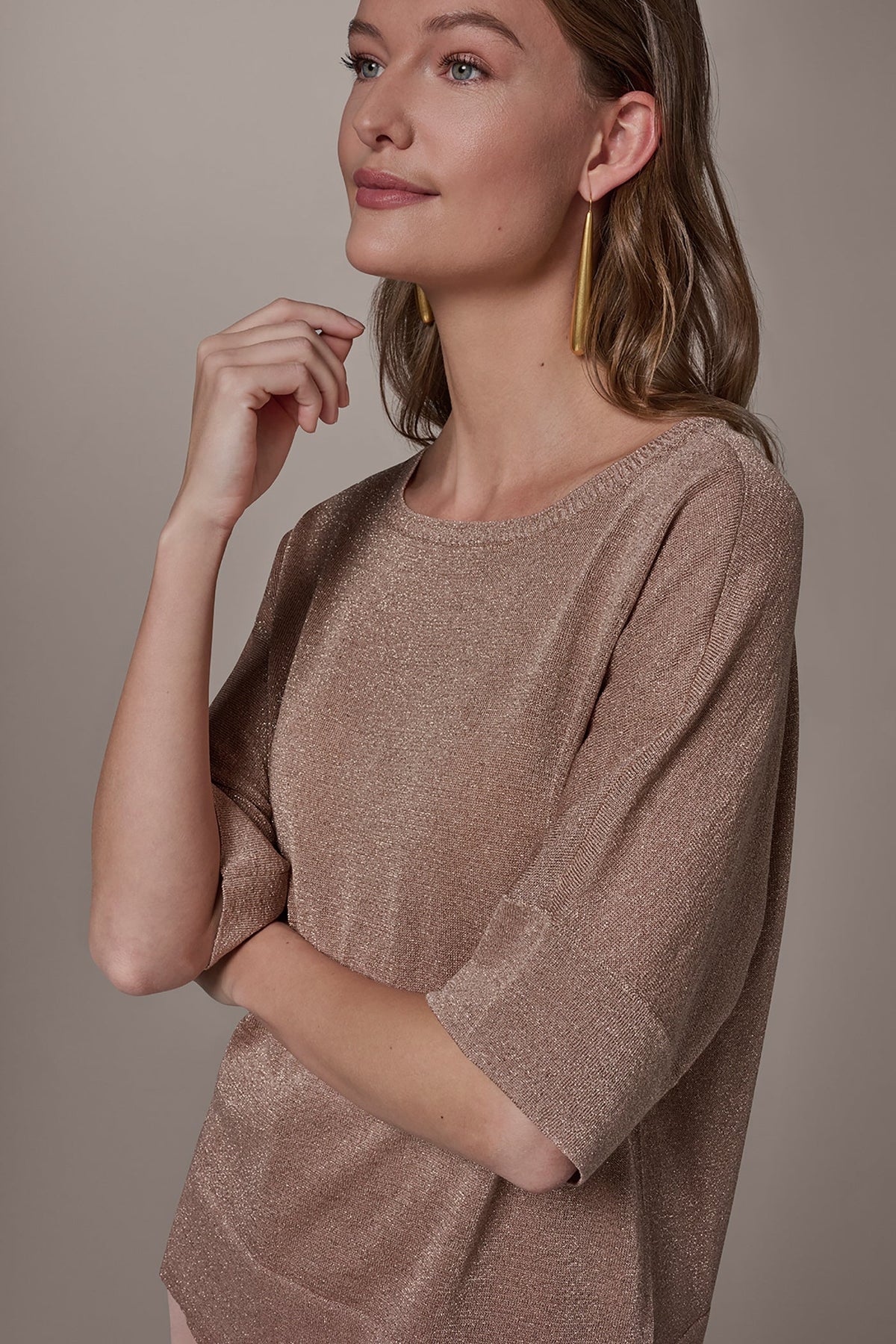 METALLIC WIDE CUFF SWEATER