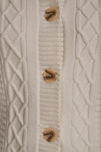 CABLE-KNIT LONG SLEEVE CARDIGAN