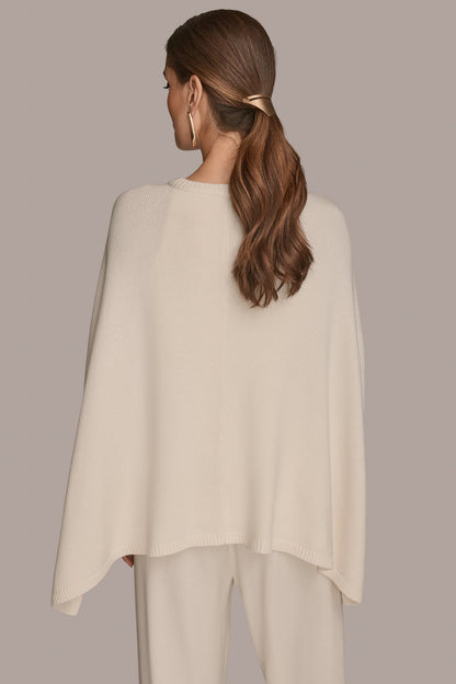 CAPE-EFFECT BUTTON SWEATER