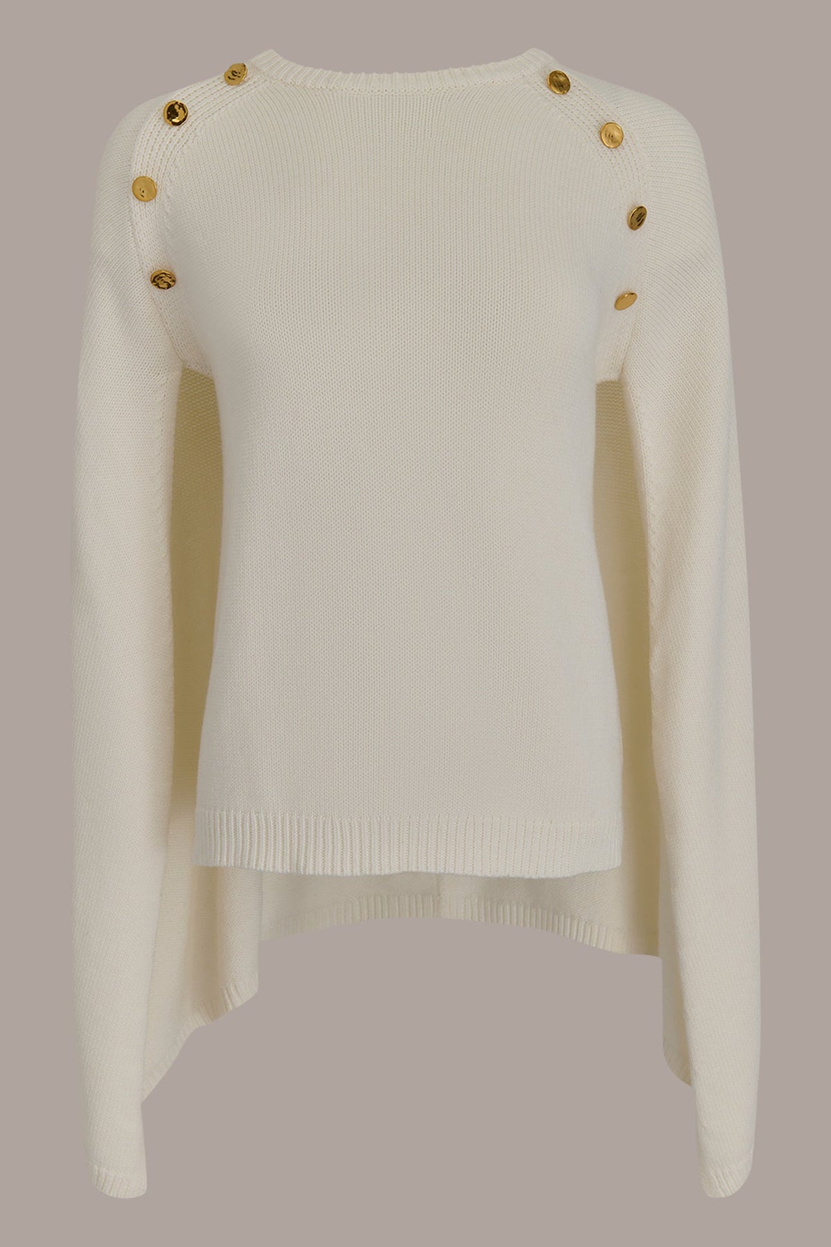 CAPE-EFFECT BUTTON SWEATER
