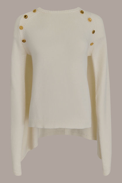 CAPE-EFFECT BUTTON SWEATER