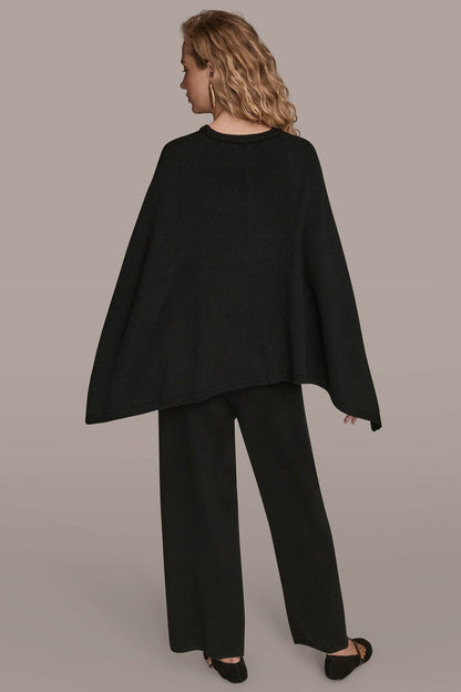 CAPE-EFFECT BUTTON SWEATER