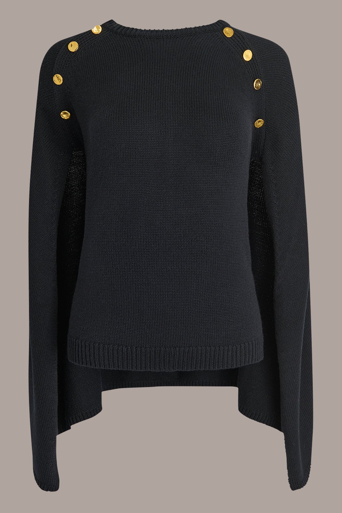 CAPE-EFFECT BUTTON SWEATER
