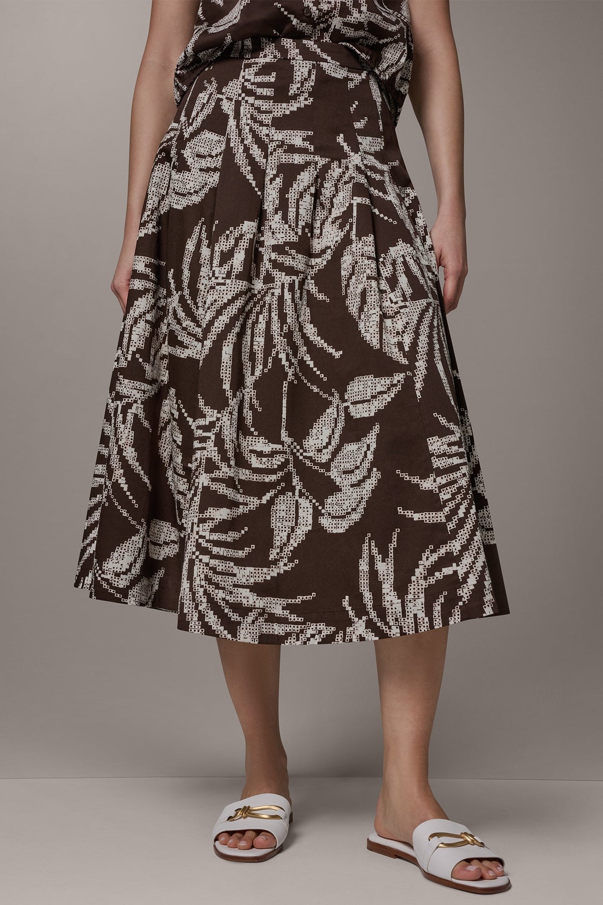 PRINT MIDI A-LINE SKIRT