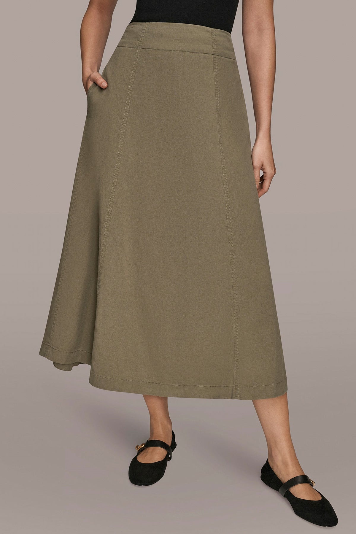 BRUSHED MIDI PANEL TRUMPET SKIRT