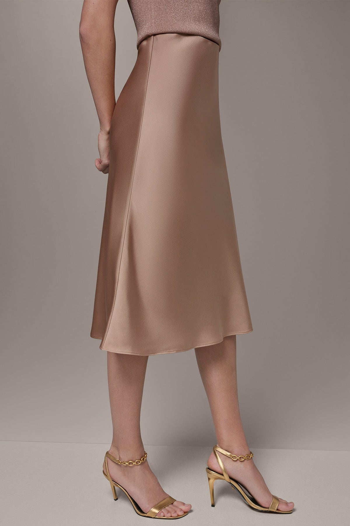 SATIN BIAS MIDI SKIRT