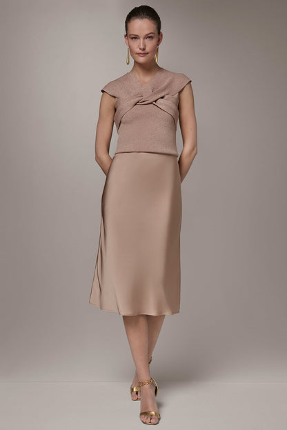 SATIN BIAS MIDI SKIRT