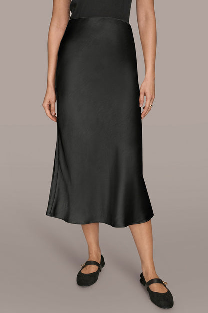 SATIN MIDI A-LINE SKIRT