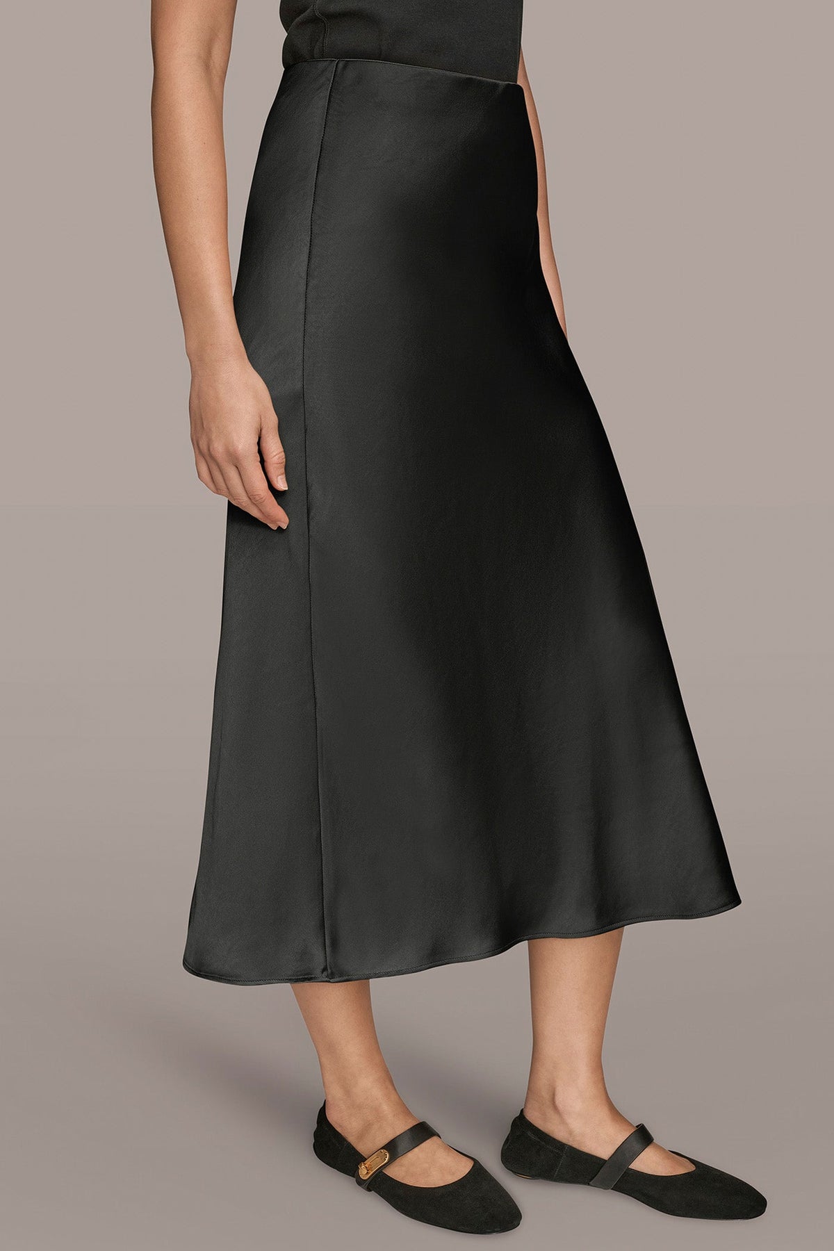 SATIN MIDI A-LINE SKIRT