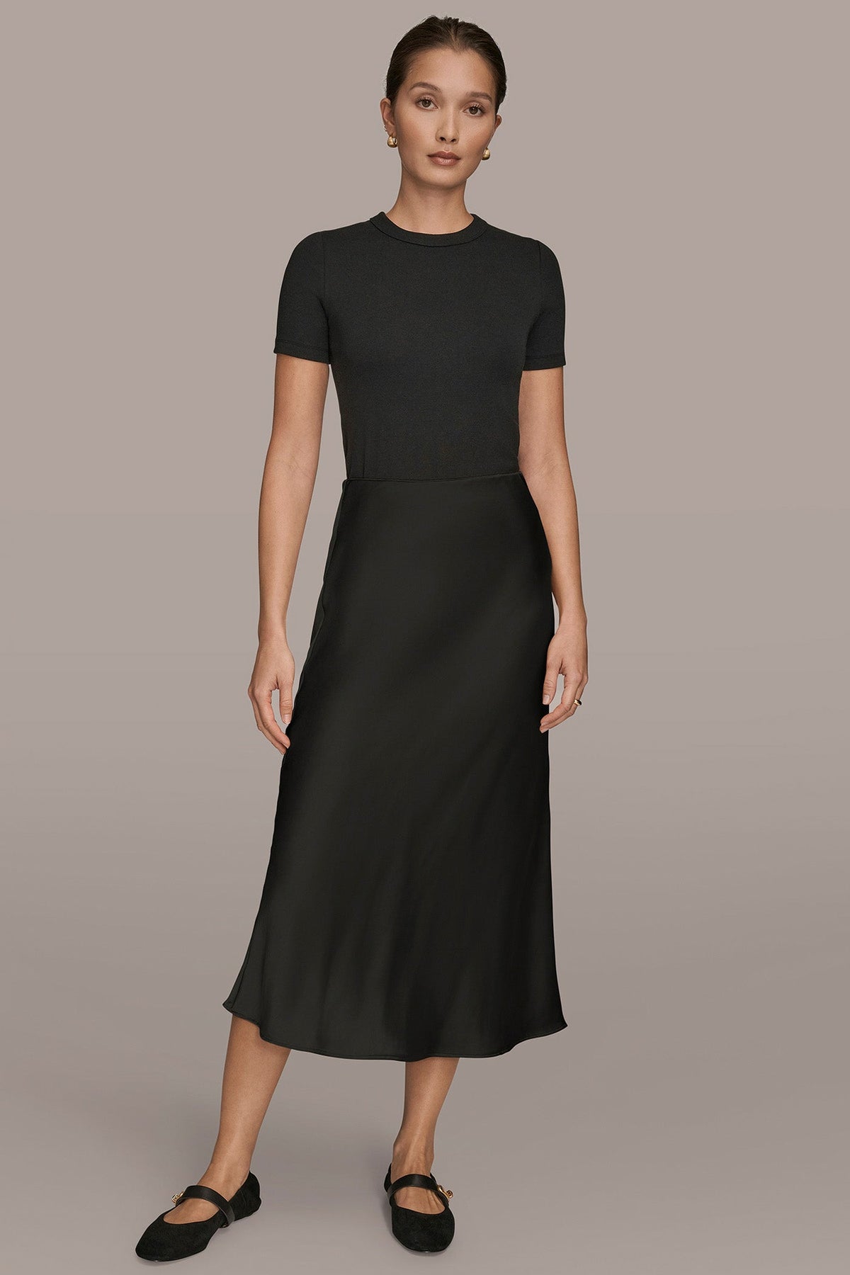 SATIN MIDI A-LINE SKIRT