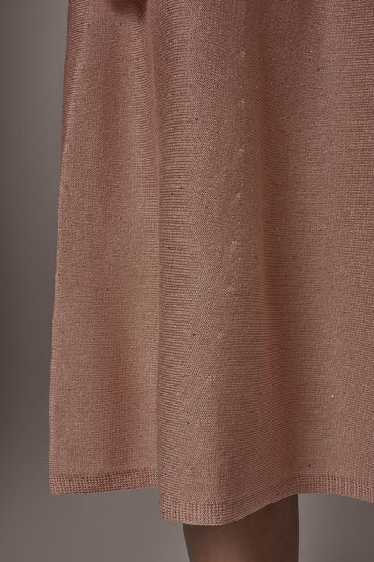 SEQUIN MIDI A-LINE SWEATER SKIRT