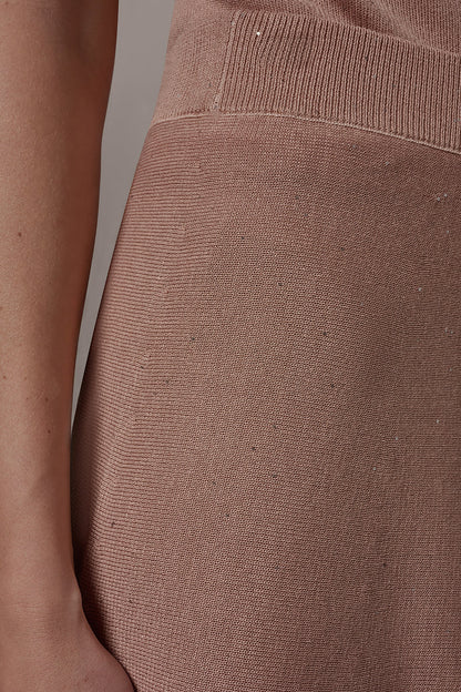 SEQUIN MIDI A-LINE SWEATER SKIRT
