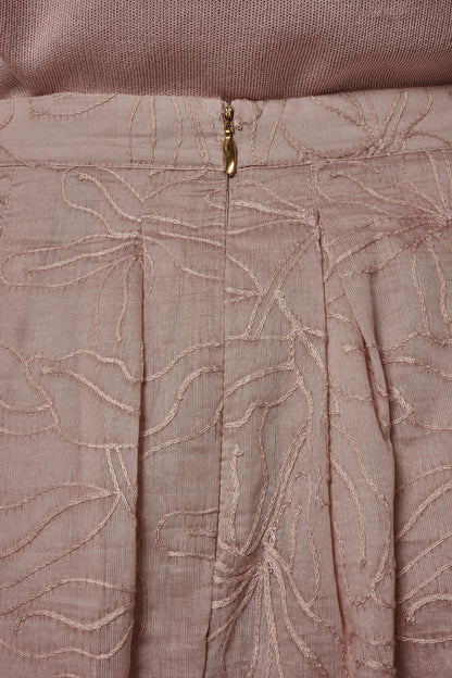FLORAL EMBROIDERED PLEATED A-LINE SKIRT