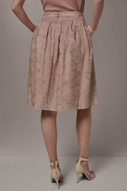 FLORAL EMBROIDERED PLEATED A-LINE SKIRT