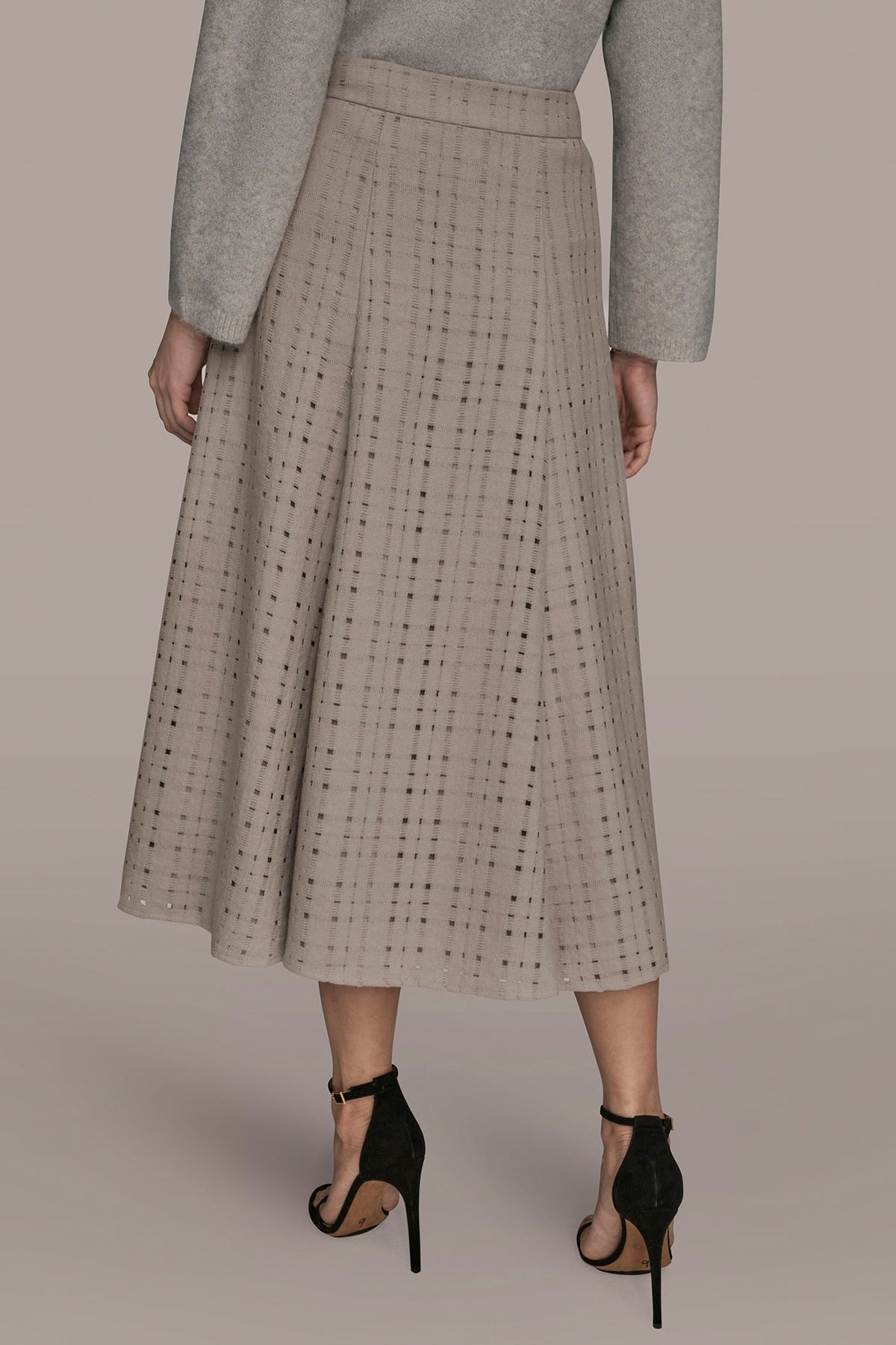 PERFORATED SWEATER MIDI A-LINE SKIRT