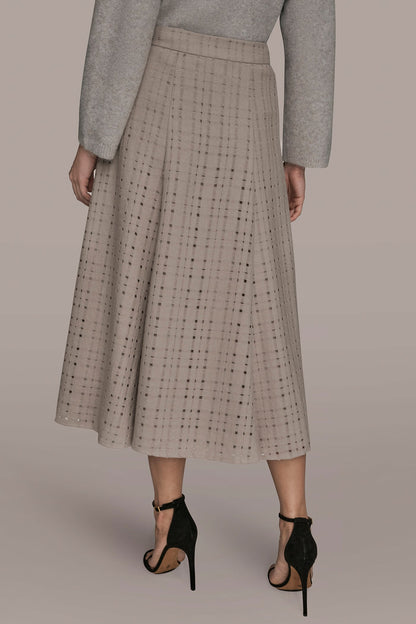PERFORATED SWEATER MIDI A-LINE SKIRT