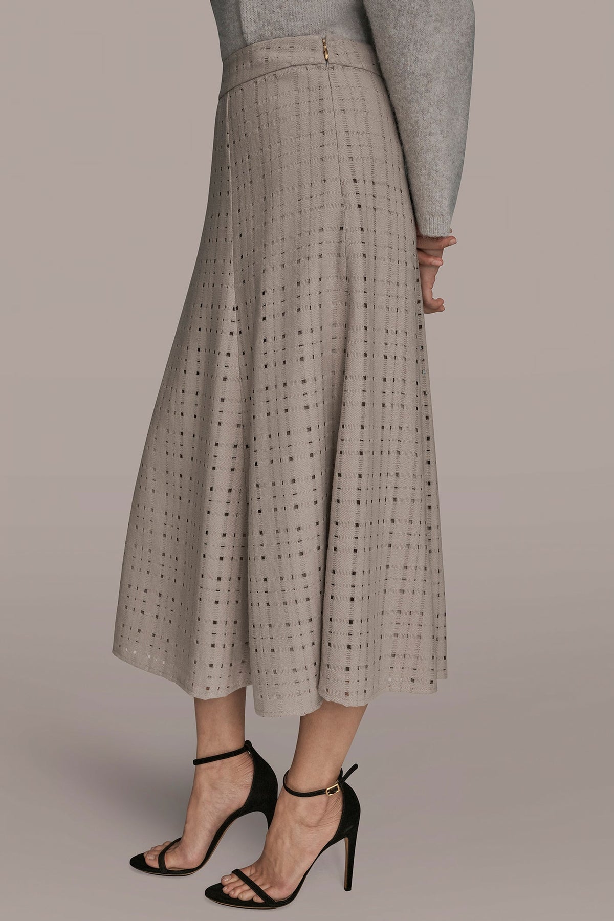 PERFORATED SWEATER MIDI A-LINE SKIRT