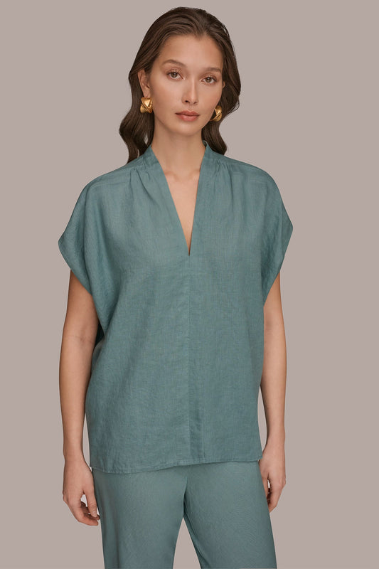 LINEN SLEEVELESS BLOUSE