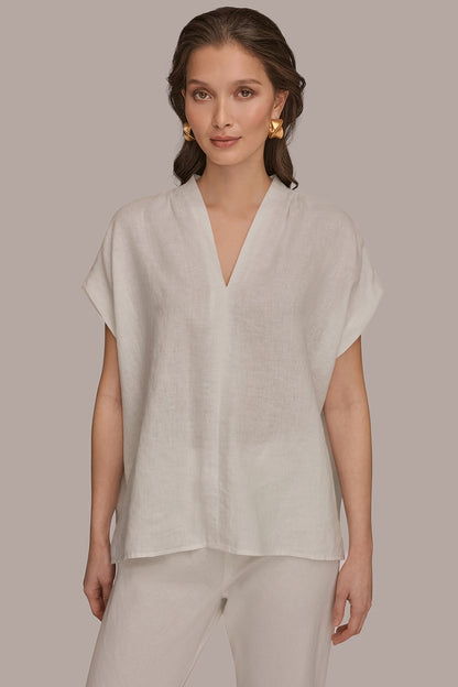 LINEN SLEEVELESS BLOUSE