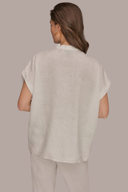 LINEN SLEEVELESS BLOUSE
