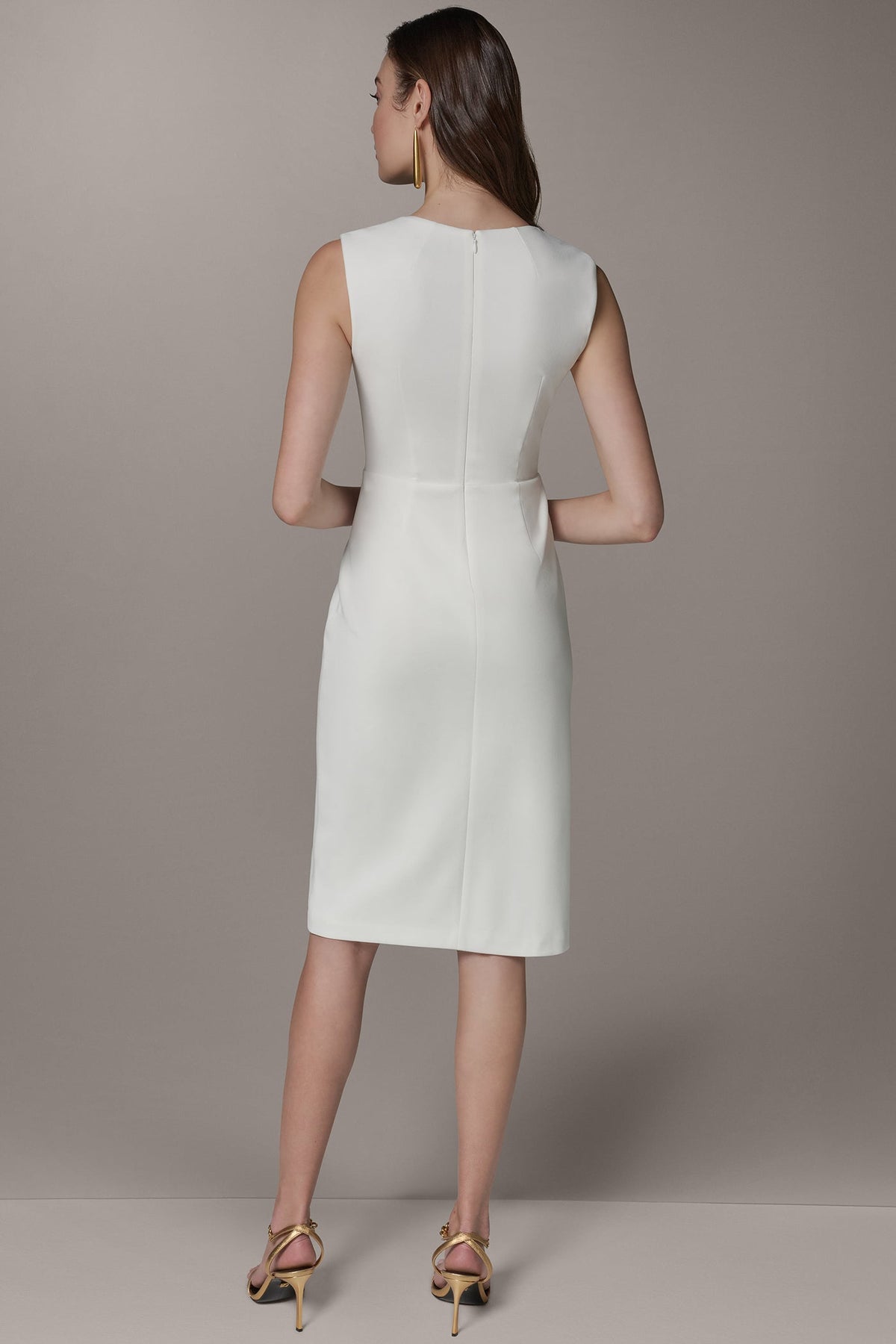 SLEEVELESS WRAP-EFFECT MIDI DRESS