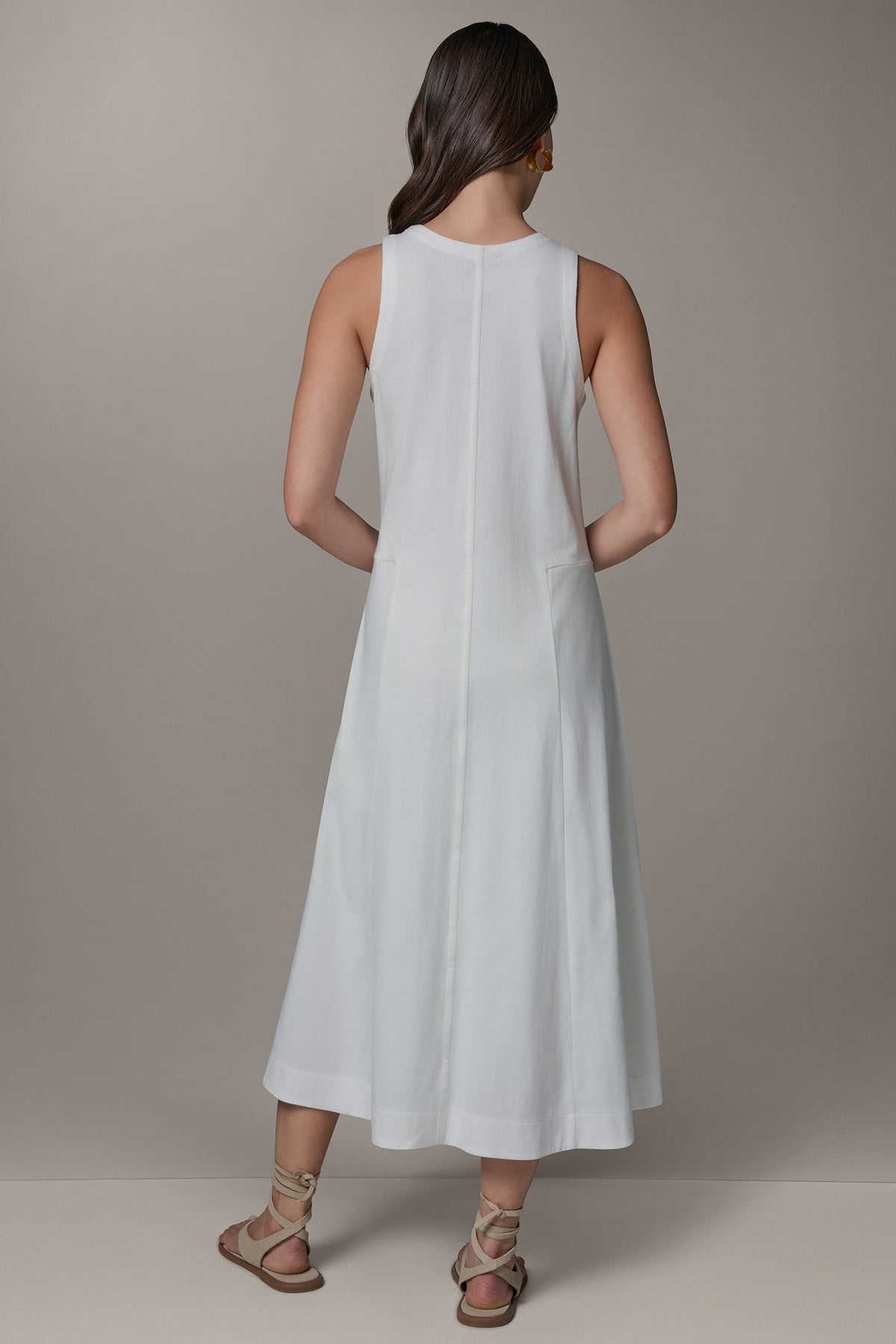 SLEEVELESS MIDI TRAPEZE DRESS