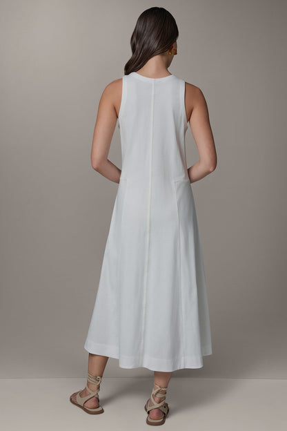 SLEEVELESS MIDI TRAPEZE DRESS