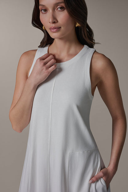 SLEEVELESS MIDI TRAPEZE DRESS