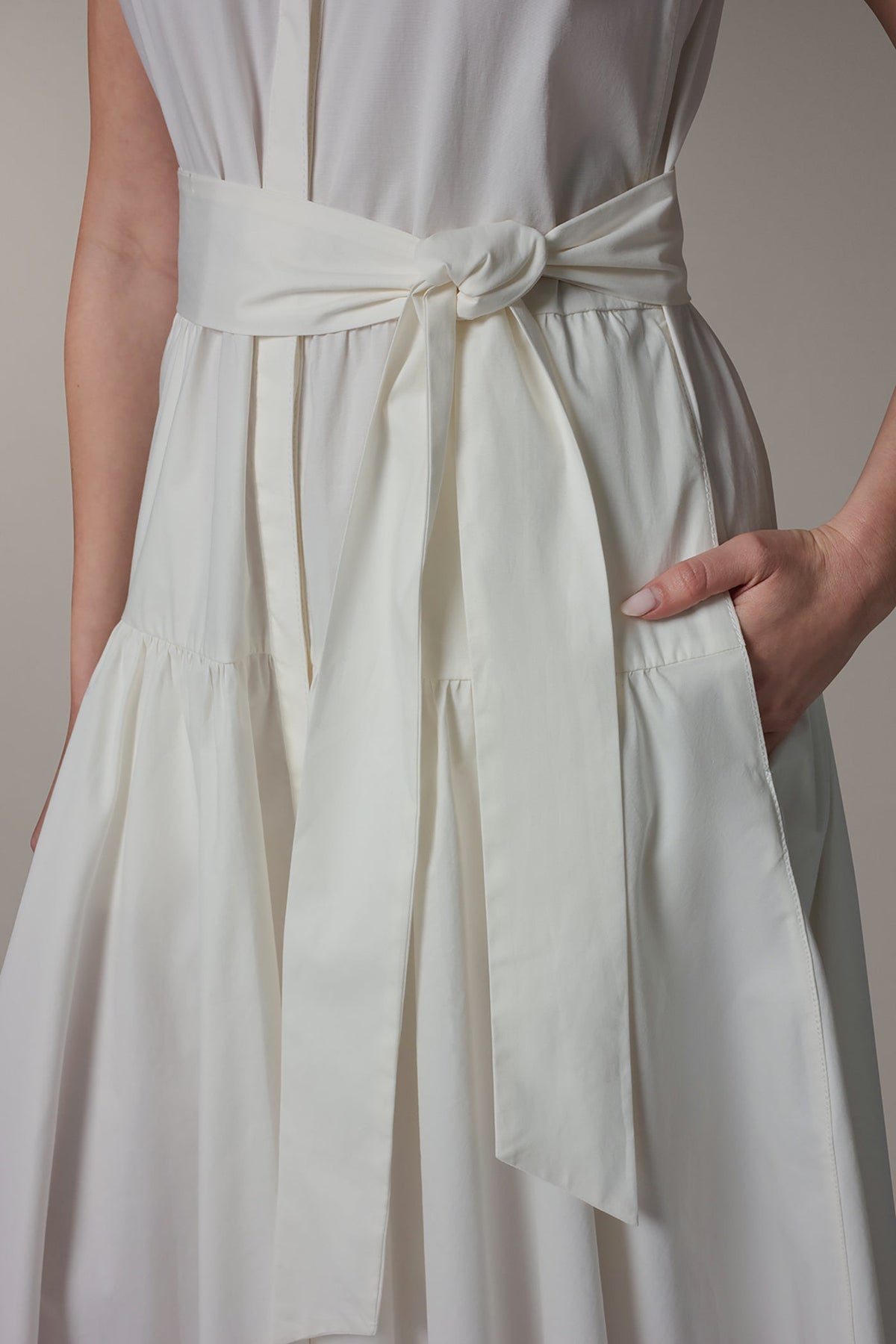 CAP SLEEVE MIDI SHIRT DRESS