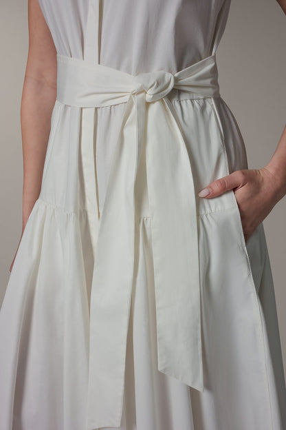 CAP SLEEVE MIDI SHIRT DRESS