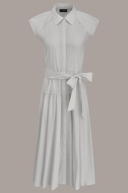 CAP SLEEVE MIDI SHIRT DRESS