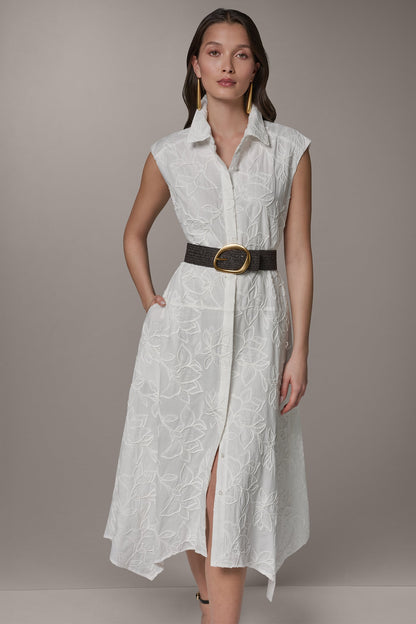SLEEVELESS MIDI SHIRT DRESS