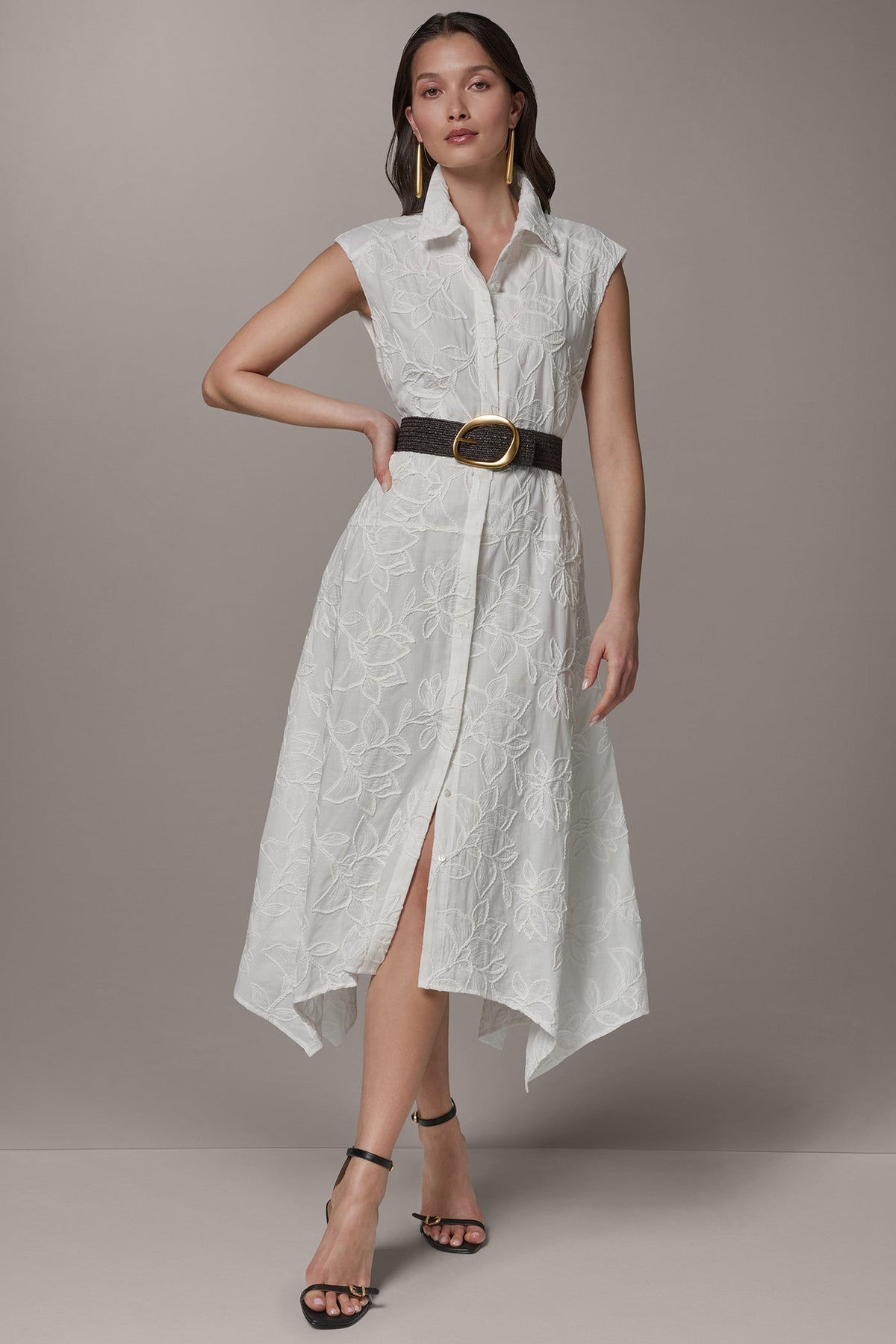 SLEEVELESS MIDI SHIRT DRESS