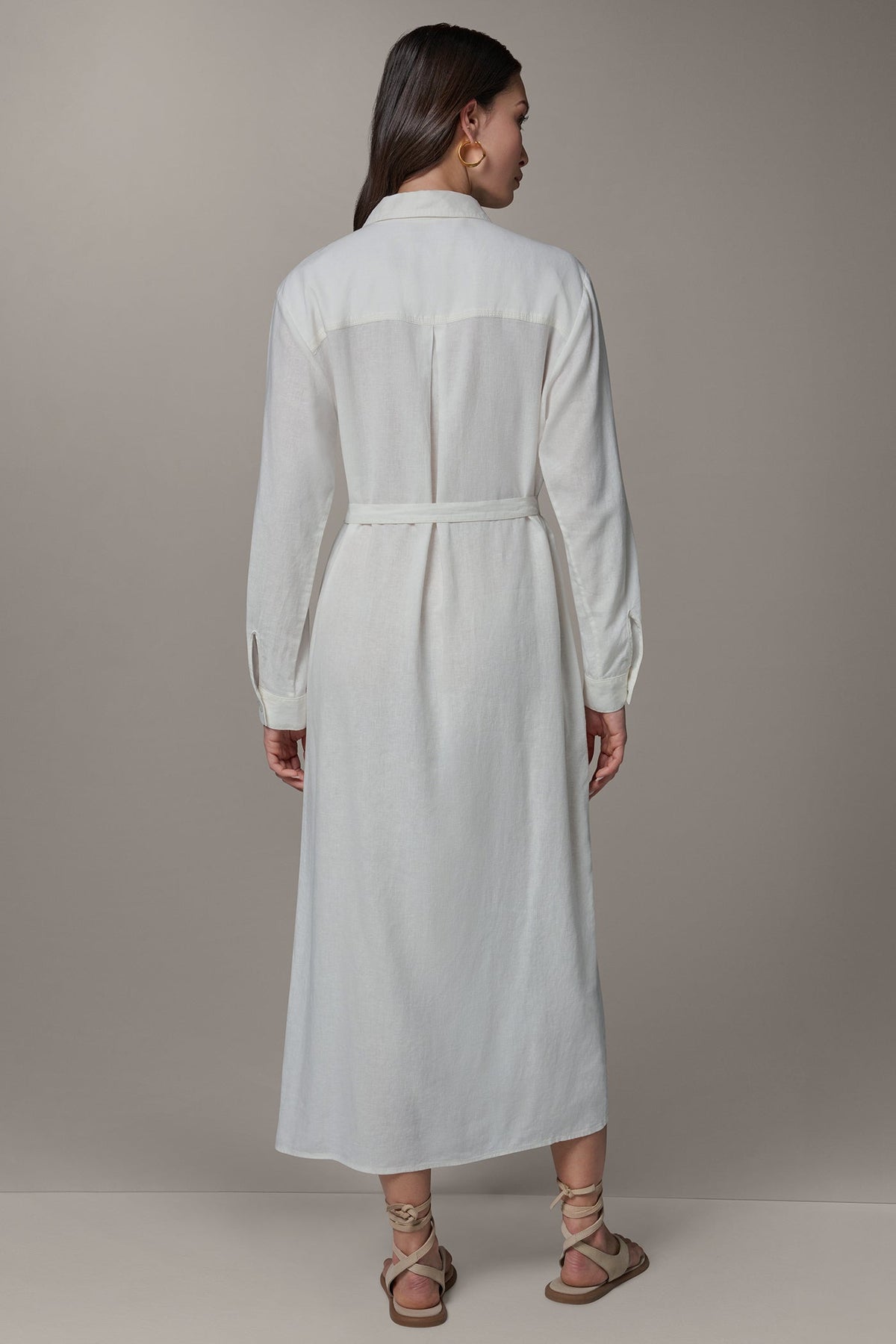 LONG SLEEVE MIDI SHIRT DRESS