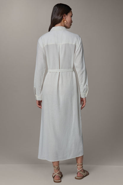 LONG SLEEVE MIDI SHIRT DRESS