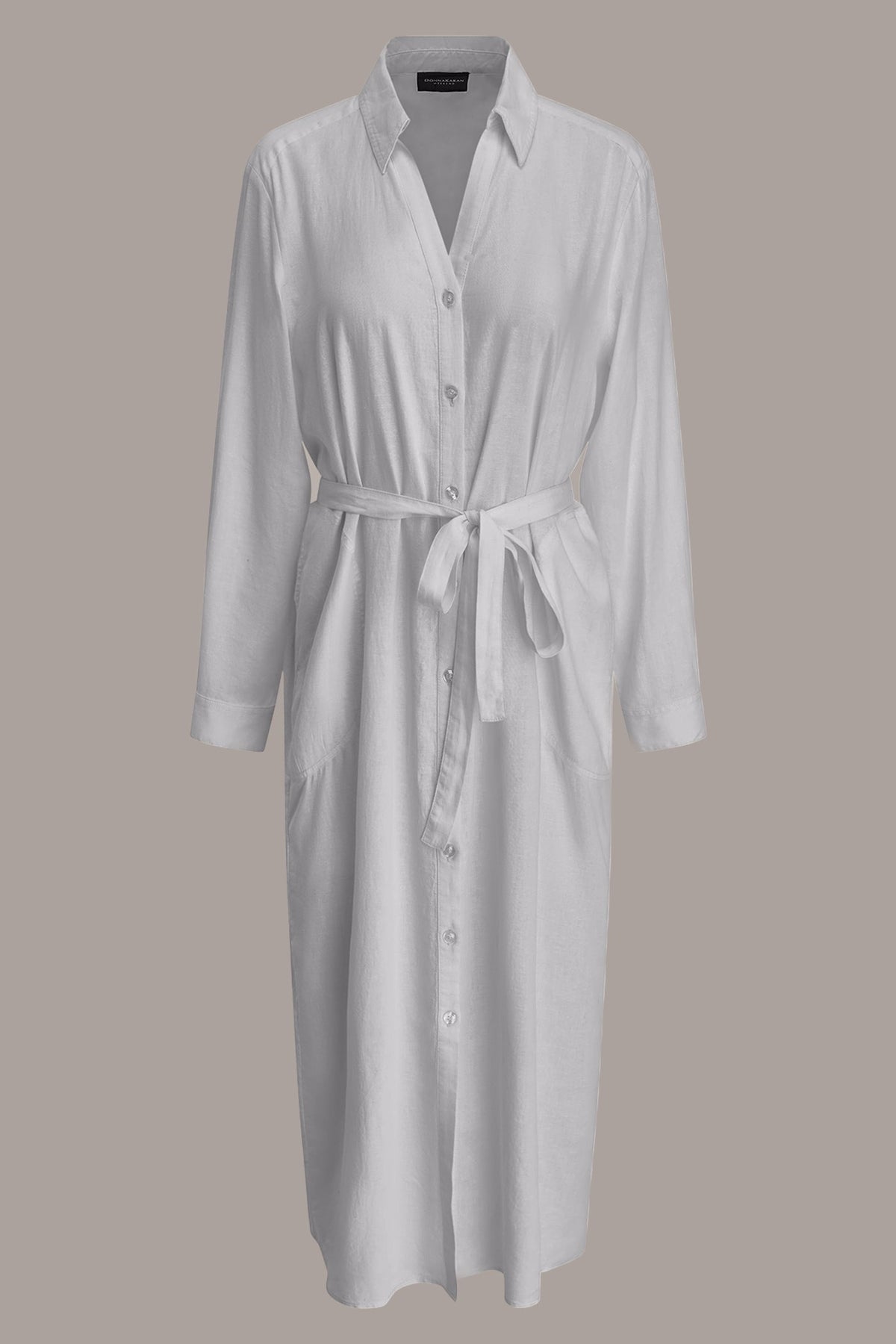 LONG SLEEVE MIDI SHIRT DRESS
