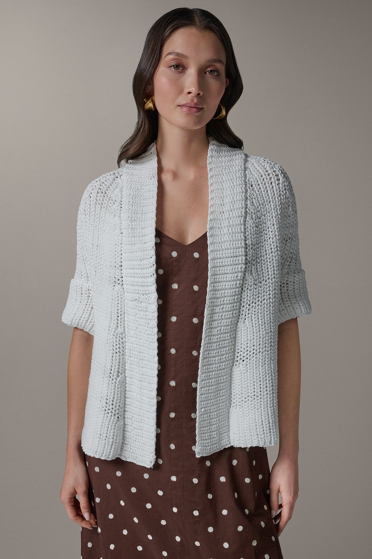 SHORT SLEEVE SWING CARDIGAN